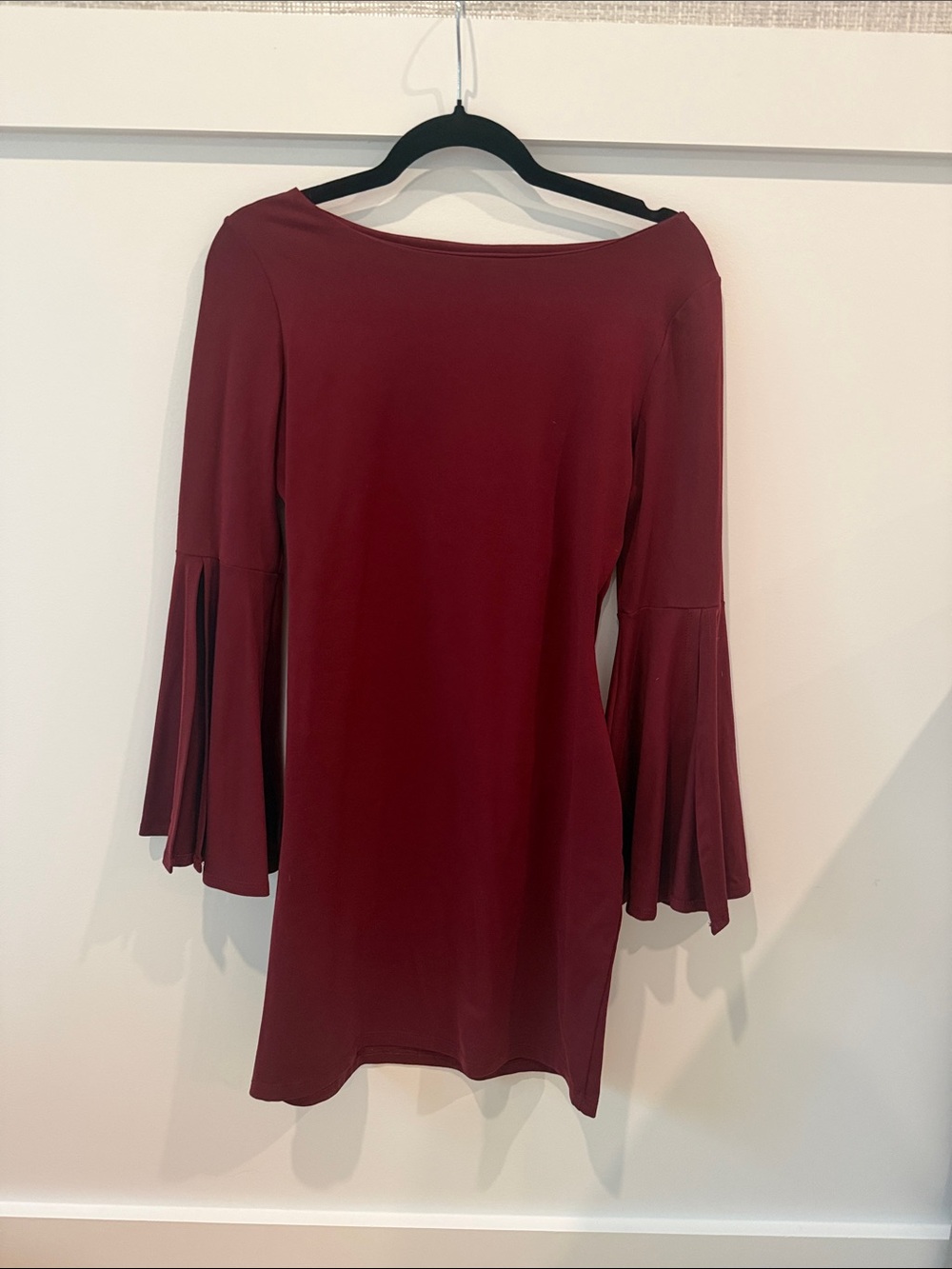 Susana Monaco Burgundy Long-Sleeve Dress with Flared Bell Sleeves